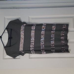 H&M, Medium, Gray w/ Sequins Tunic